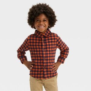 Cat & Jack Toddler Boys’ Long Sleeve Flannel‎ Shirt - Brown, Size 3T